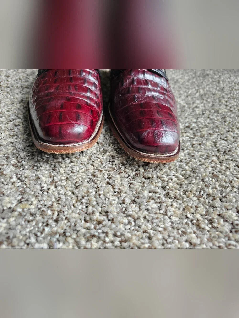 Stacy Adams slol memory foam  Burgundy and Black Croc-Embossed Men's Lace-Up